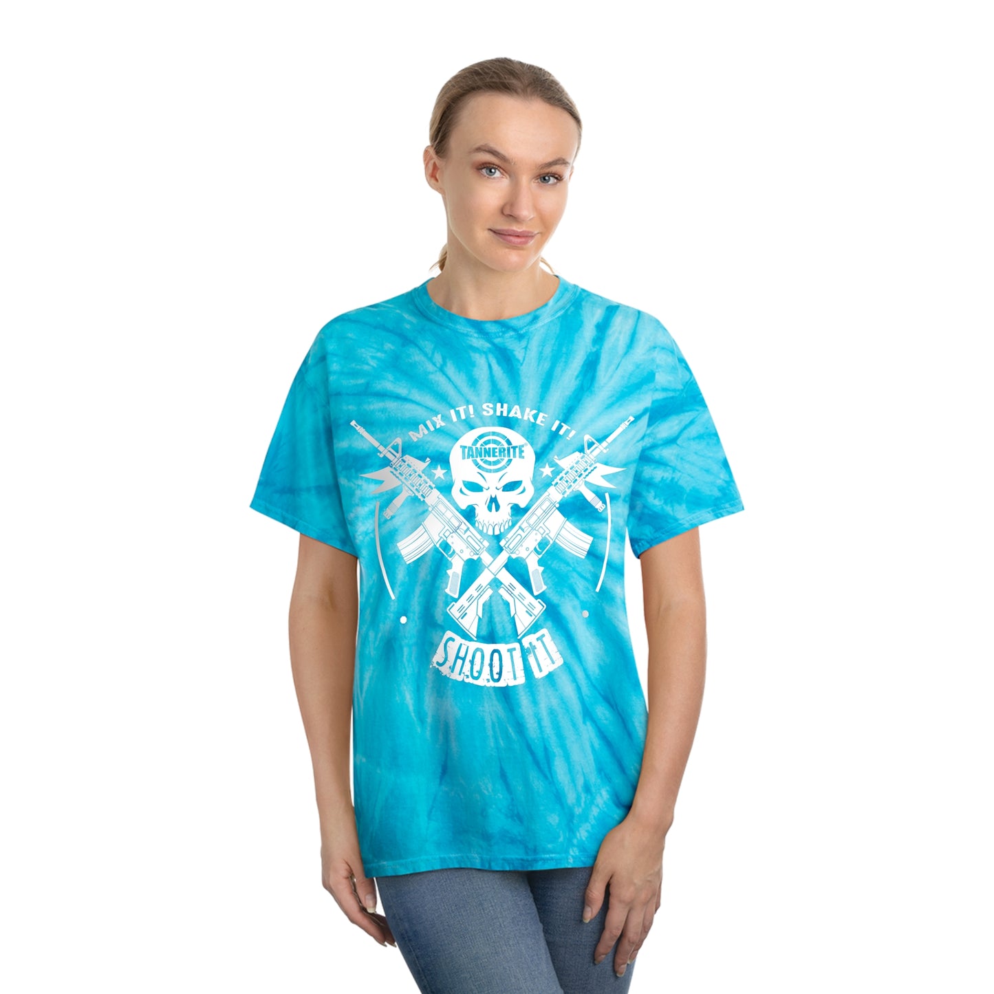 Tannerite® Tie Dye Tshirt - Spinning Skull Target - Blue