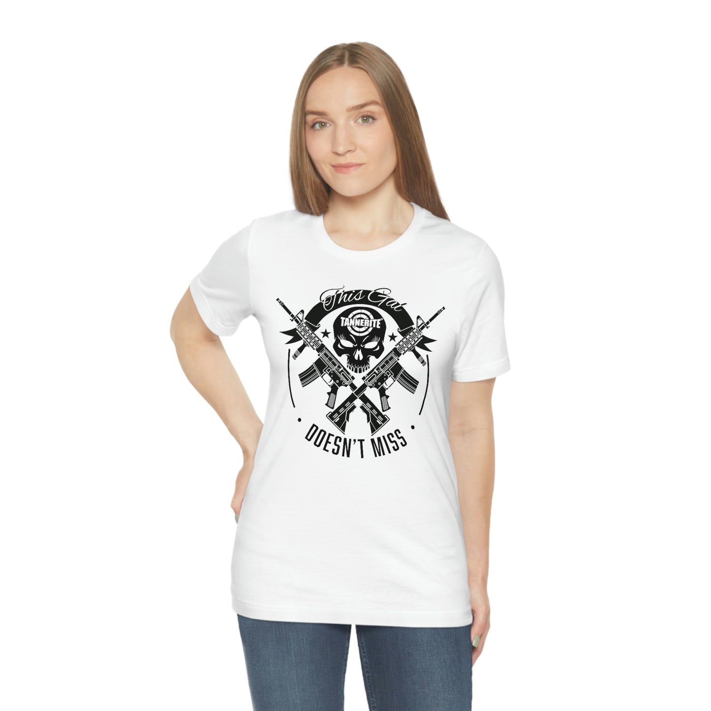 Tannerite® Brand - This Gal Doesn't Miss - on target Logo Skull Rifle Range Tshirt