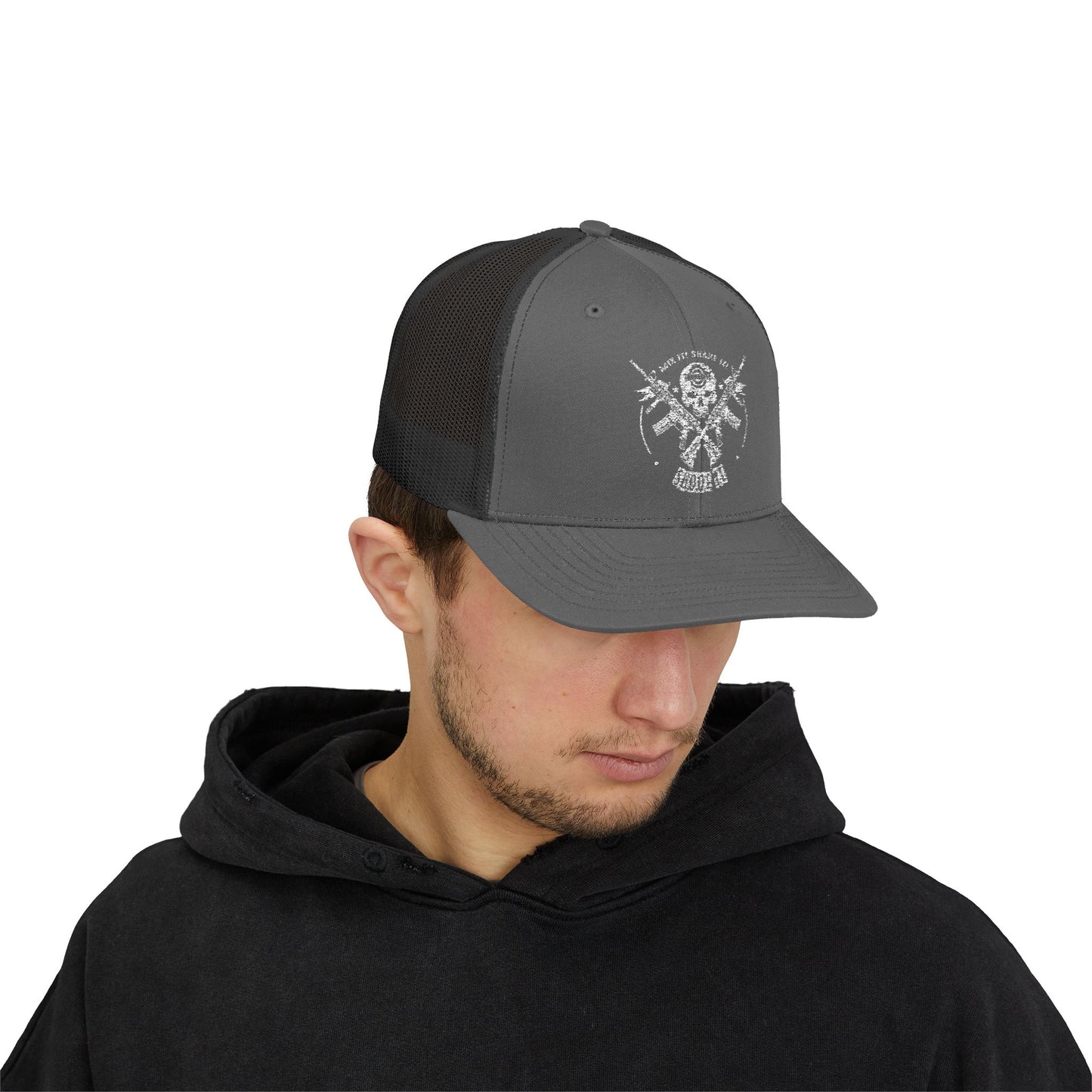 Skull & Crossed Arrows Trucker Cap — Vintage Fishing Hunter Mesh Snapback