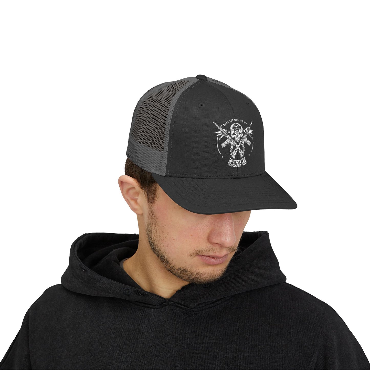 Skull & Crossed Arrows Trucker Cap — Vintage Fishing Hunter Mesh Snapback