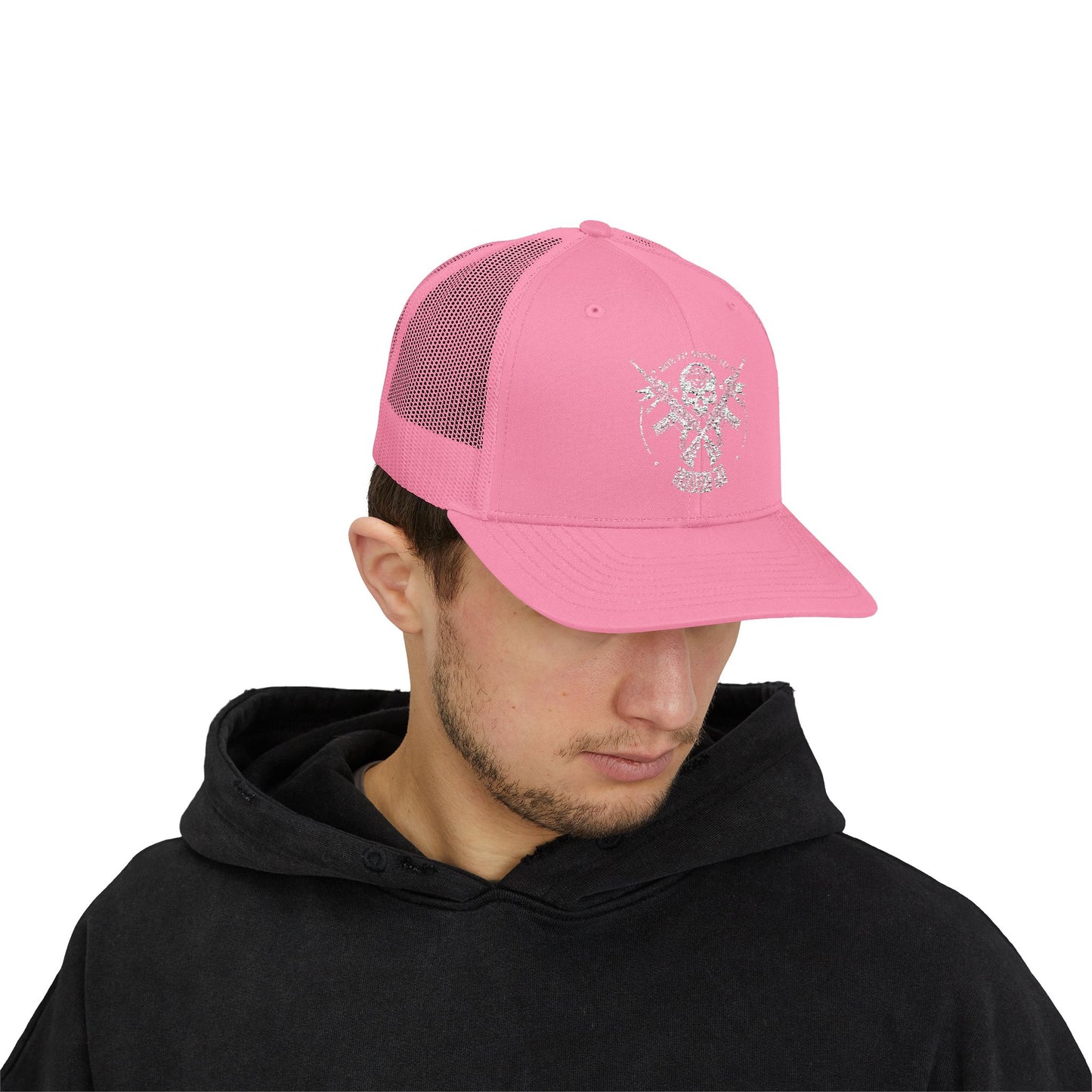 Skull & Crossed Arrows Trucker Cap — Vintage Fishing Hunter Mesh Snapback