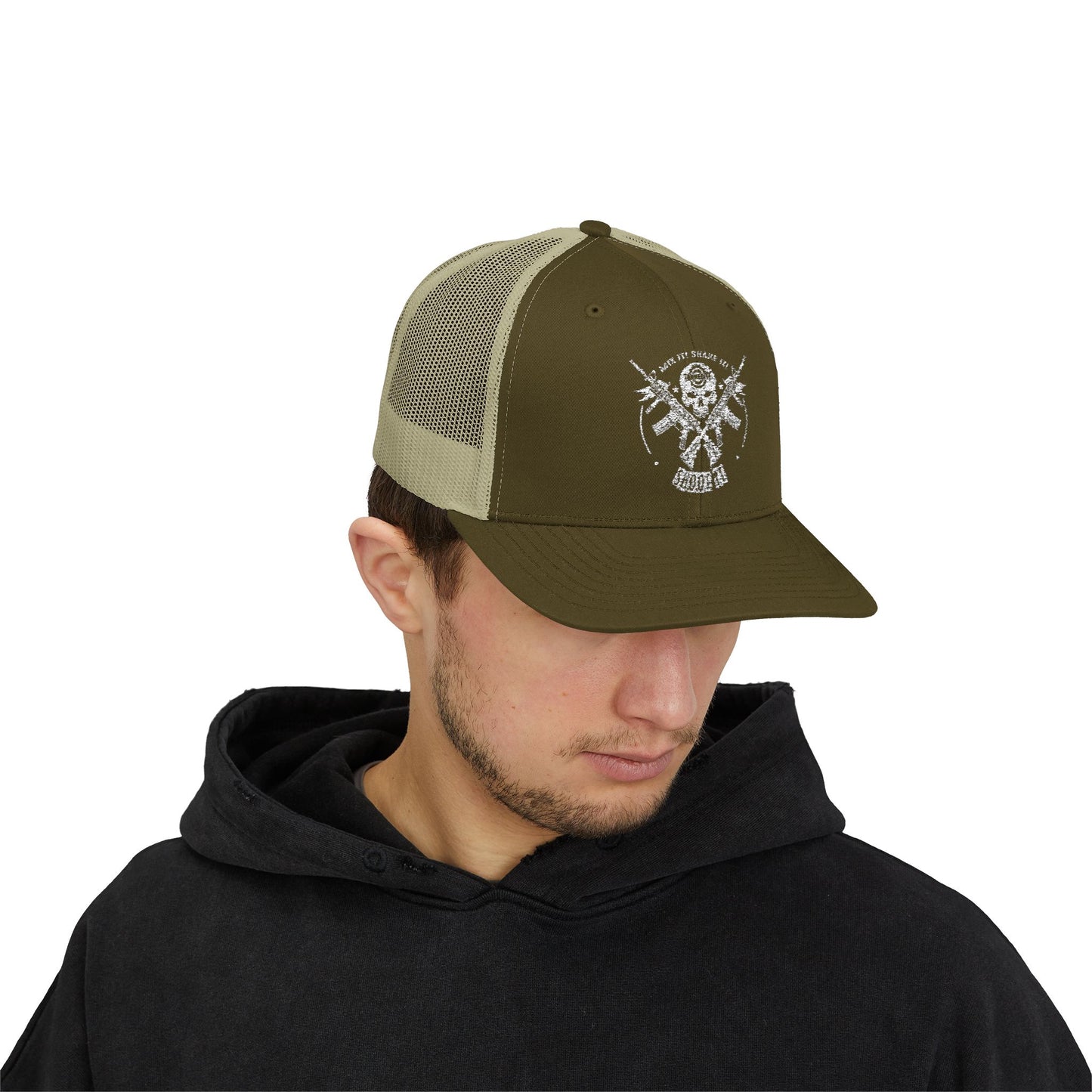 Skull & Crossed Arrows Trucker Cap — Vintage Fishing Hunter Mesh Snapback