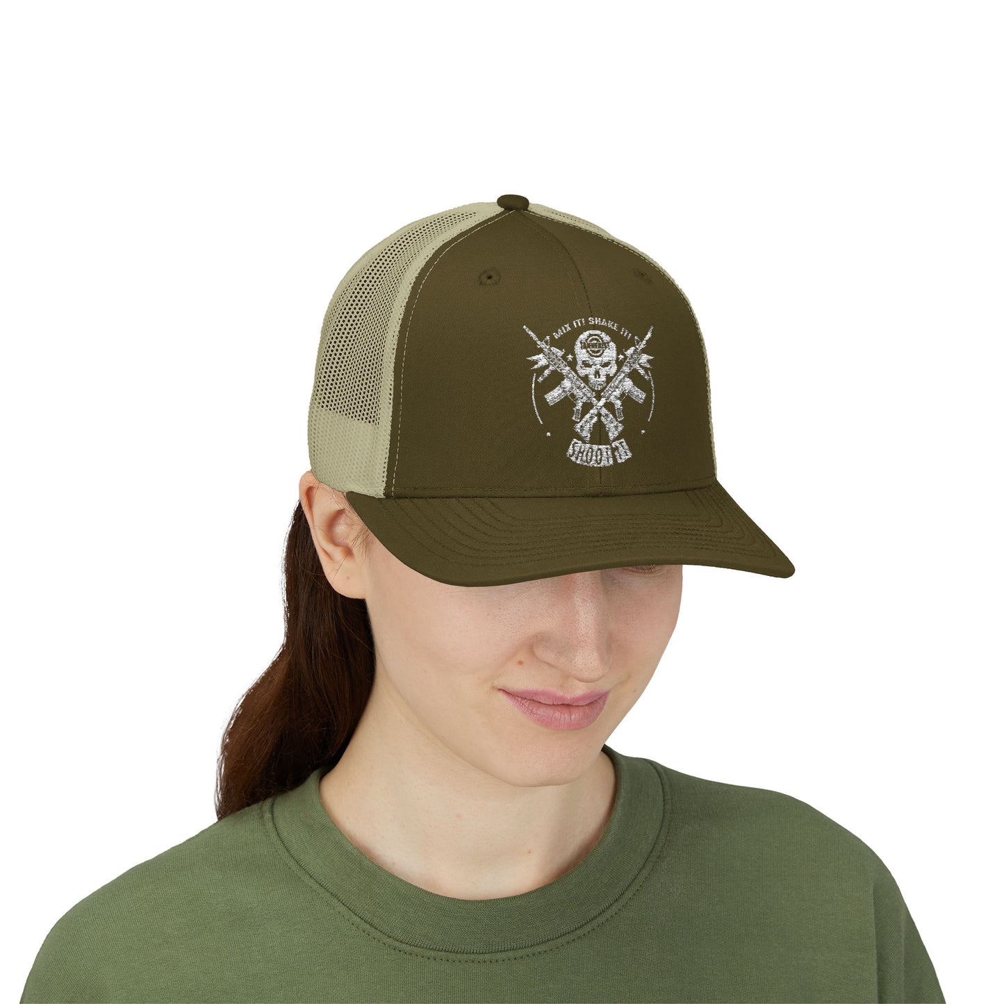Skull & Crossed Arrows Trucker Cap — Vintage Fishing Hunter Mesh Snapback