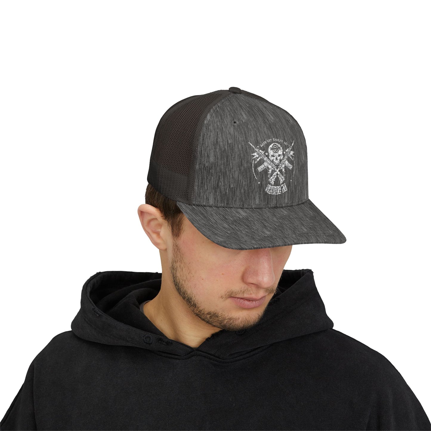 Skull & Crossed Arrows Trucker Cap — Vintage Fishing Hunter Mesh Snapback