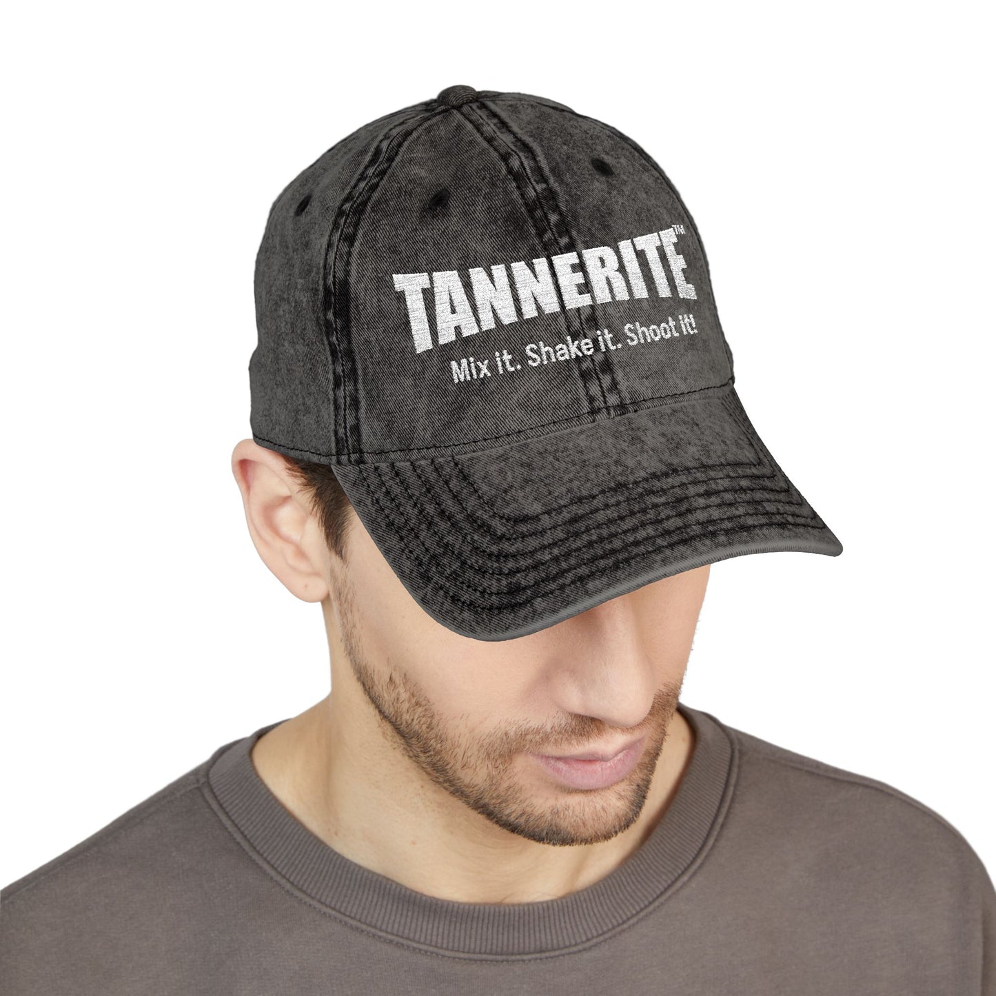 Vintage Embroidered Cap — "TANNERITE" Distressed Logo Dad Hat