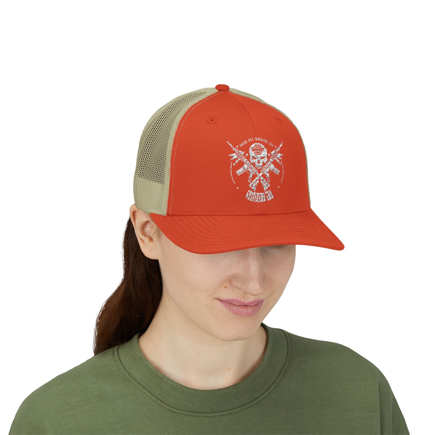 Skull & Crossed Arrows Trucker Cap — Vintage Fishing Hunter Mesh Snapback