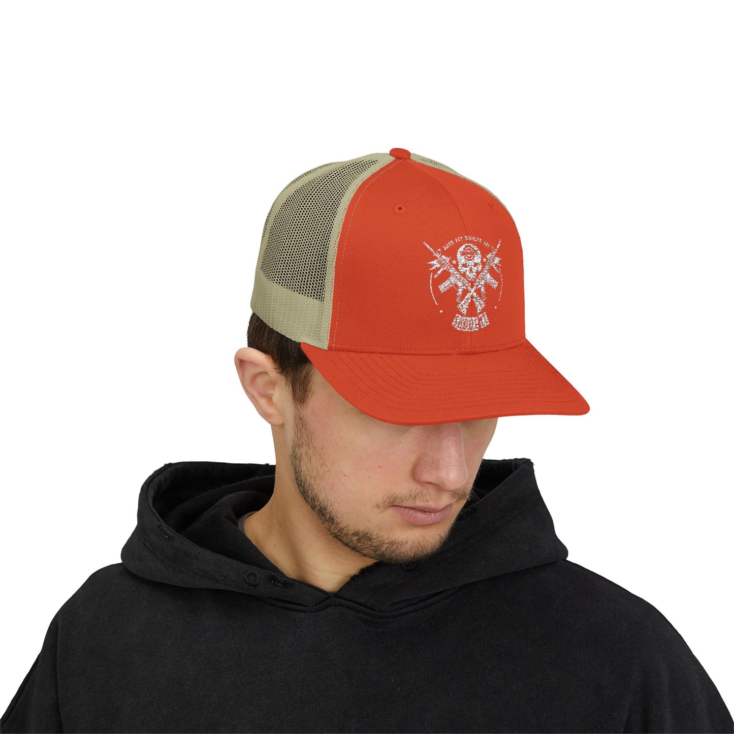 Skull & Crossed Arrows Trucker Cap — Vintage Fishing Hunter Mesh Snapback