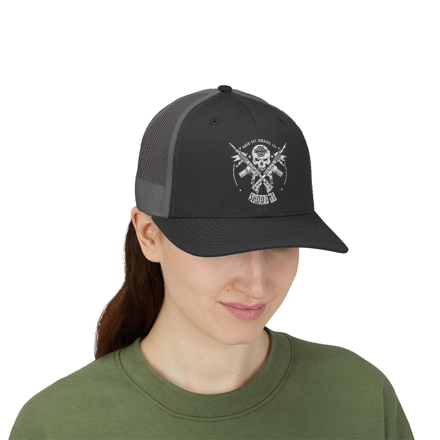 Skull & Crossed Arrows Trucker Cap — Vintage Fishing Hunter Mesh Snapback