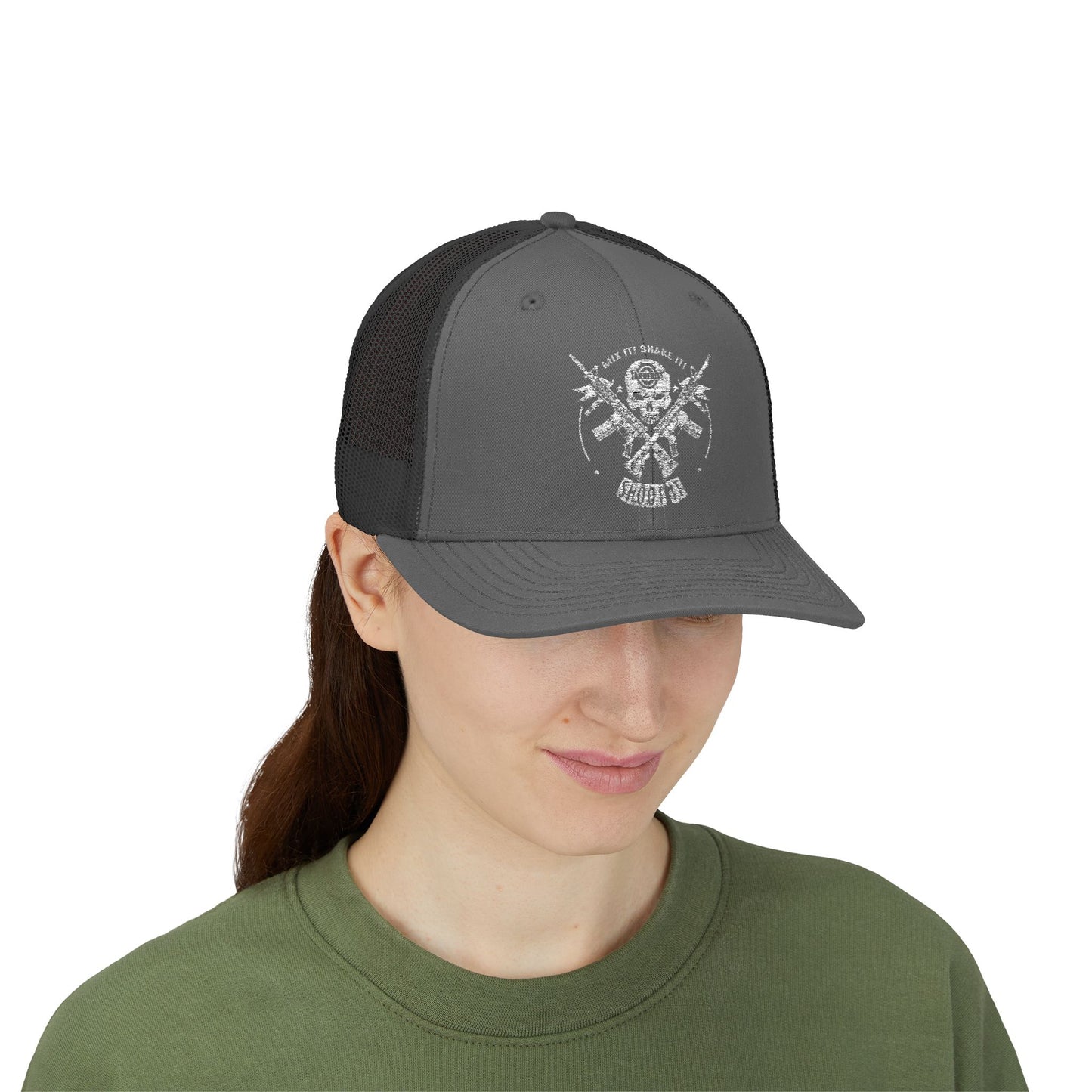 Skull & Crossed Arrows Trucker Cap — Vintage Fishing Hunter Mesh Snapback
